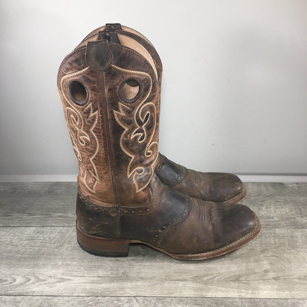 Cody James BB02 Saddle Vamp Western Leather Broad Square Toe Boots Size 9.5 D